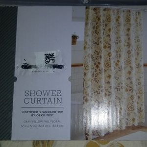 Oeko-Tex gray/yellow floral shower curtain